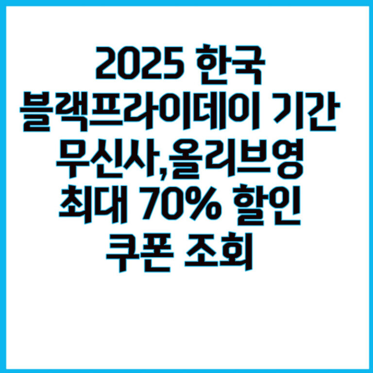 2025 한국 블랙프라이데이 기간 무신사 ,올리브영,가민 최대 70% 할인 쿠폰 조회