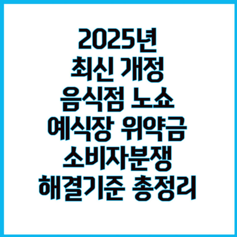 노쇼 처벌, 위약금 기준 현실화! 달라진 소비자분쟁해결기준 핵심 정리 (음식점, 예식, 숙박업)