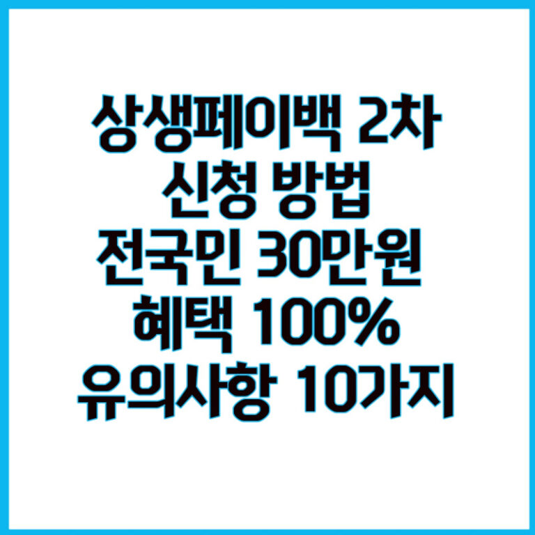 2025 상생페이백 2차 신청: 혜택 100% 받는 핵심 유의사항 10가지 총정리