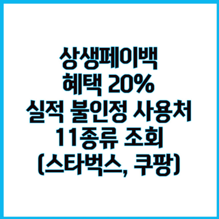 2025 상생페이백, 혜택 20% 놓치지 마세요! 소비 실적 불인정 사용처 11종류 조회 (스타벅스, 쿠팡, 이마트)