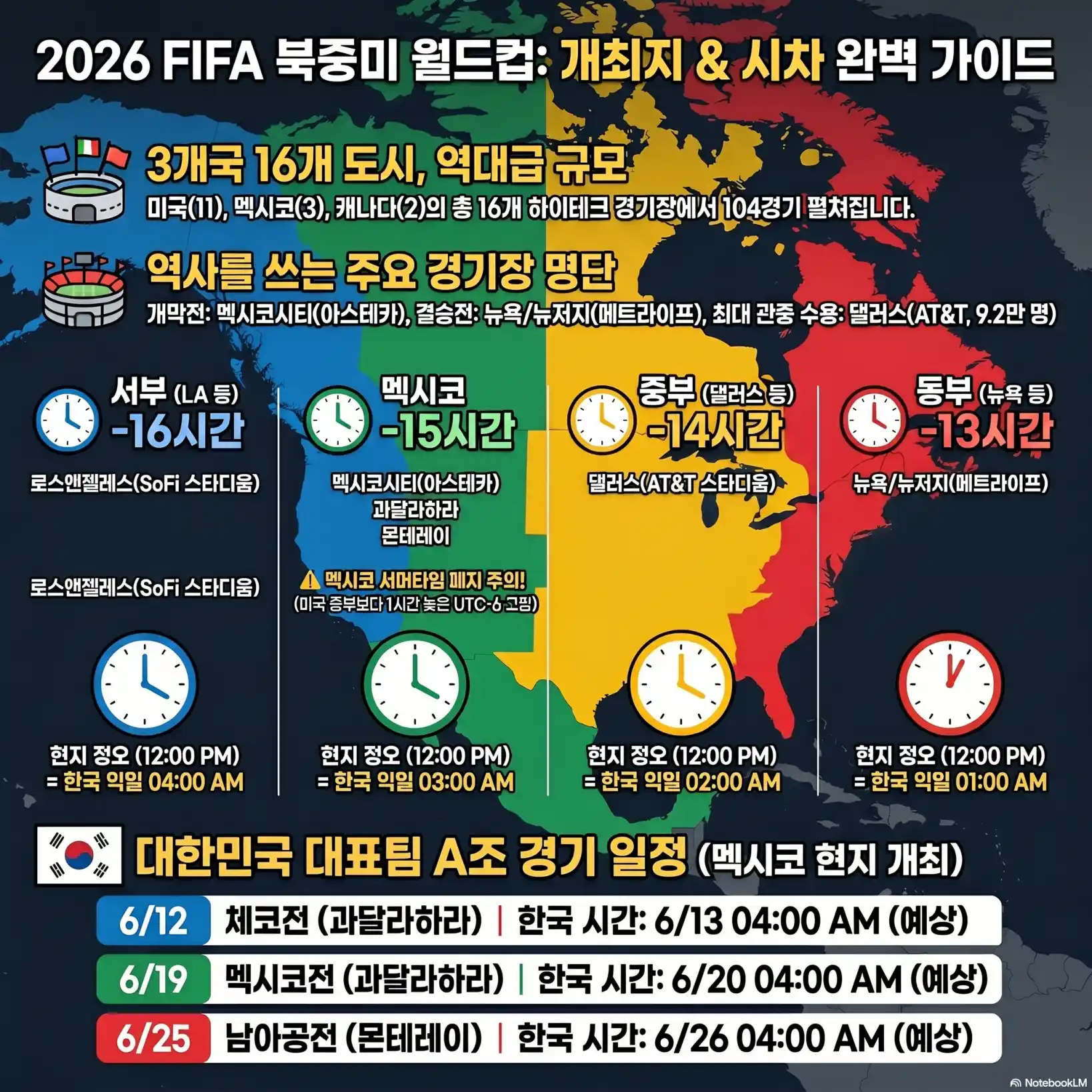 북중미 월드컵 개최지 경기장 명단 및 도시별 시차06