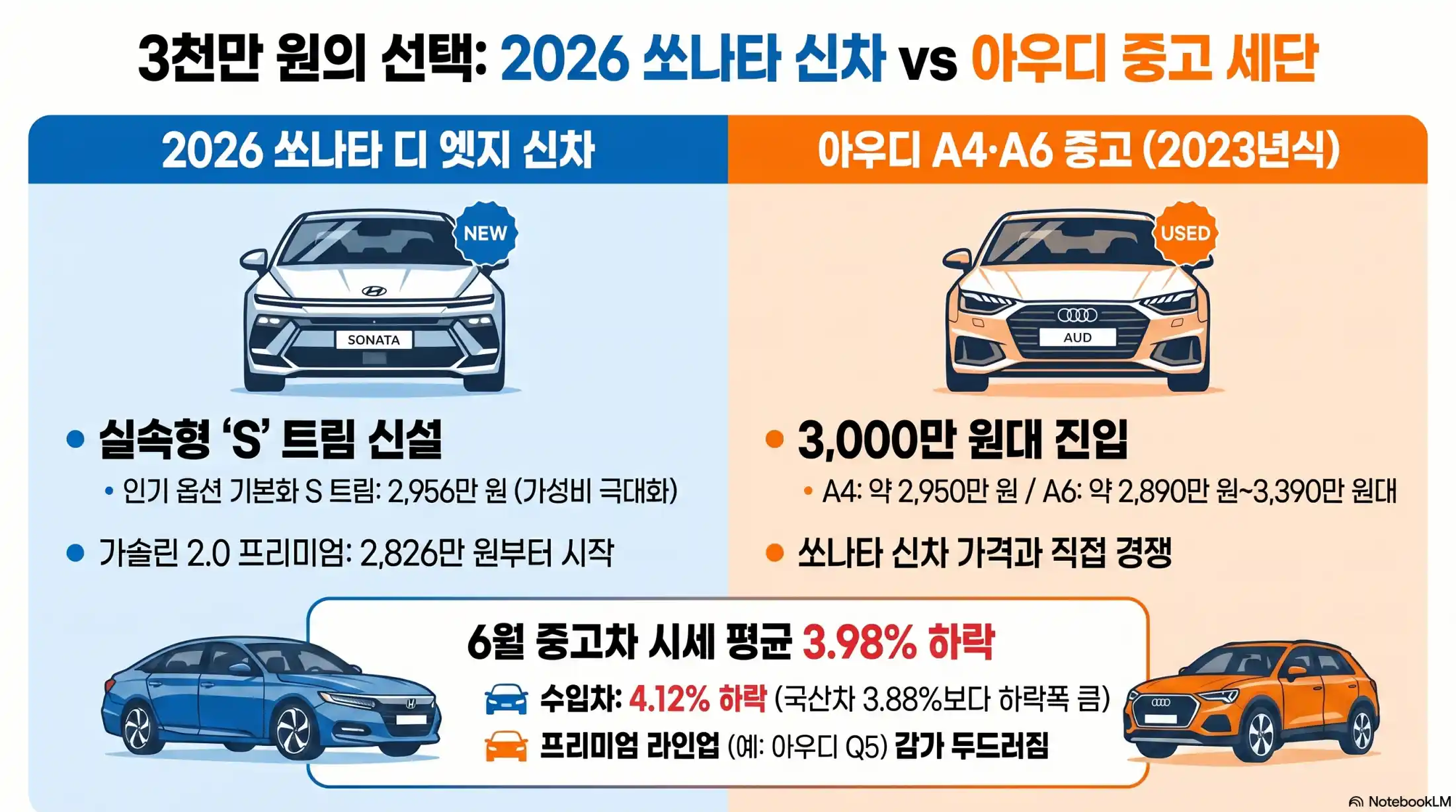 아우디 구형 세단, 쏘나타 가격대07