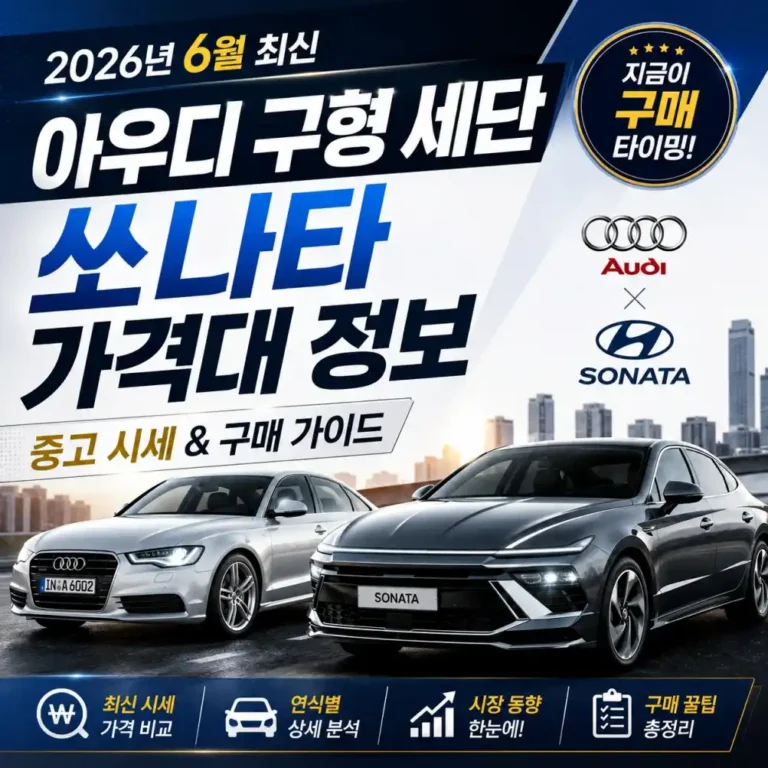 2026 최신 쏘나타 S트림 vs 아우디 A6 중고 비교 후기, 3천만원대 차 고민