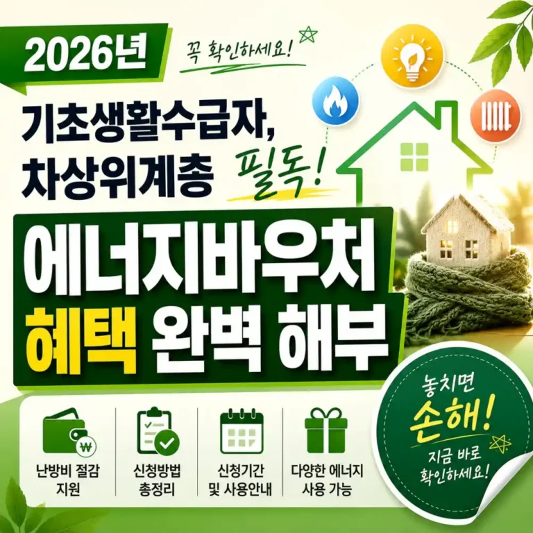 기초수급자 필수! 2026 에너지바우처 신청 조건과 헷갈렸던 점