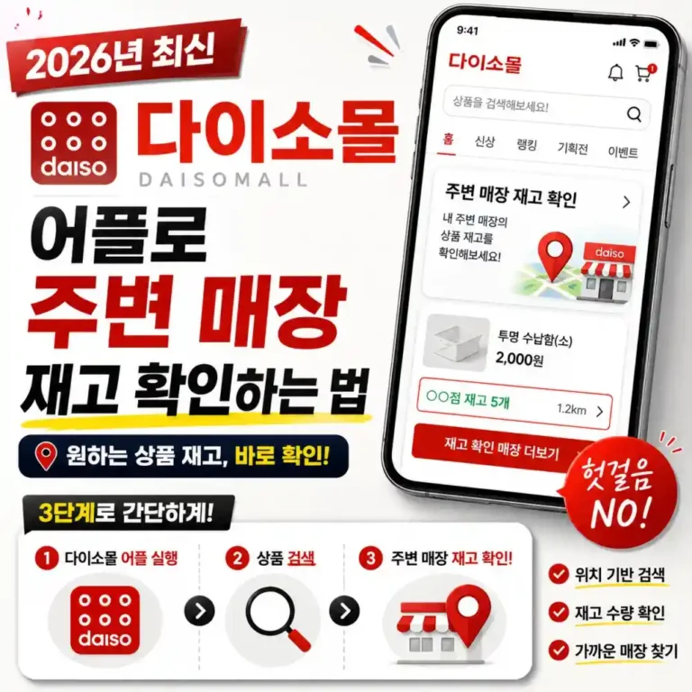2026년 최신 다이소몰 어플로 주변 매장 재고 1분 만에 확인하는 법 (헛걸음 완벽 방지)