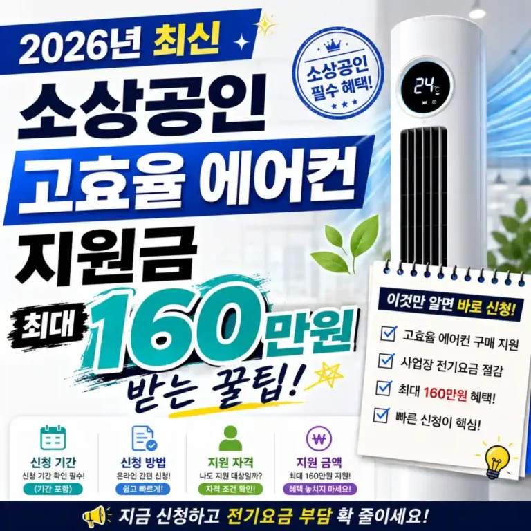 2026년 소상공인 에어컨 지원금 160만 원 확정! 신청 방법 총정리