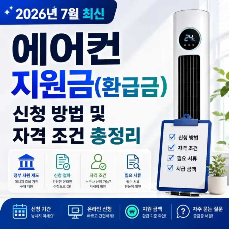 2026년 7월 최신: 에어컨 지원금 및 1등급 환급금 신청 완벽 가이드