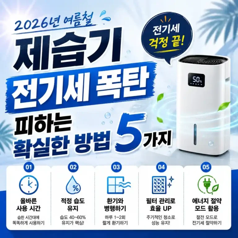 2026년 7월 최신: 제습기 전기세 폭탄 피하는 확실한 방법 5가지
