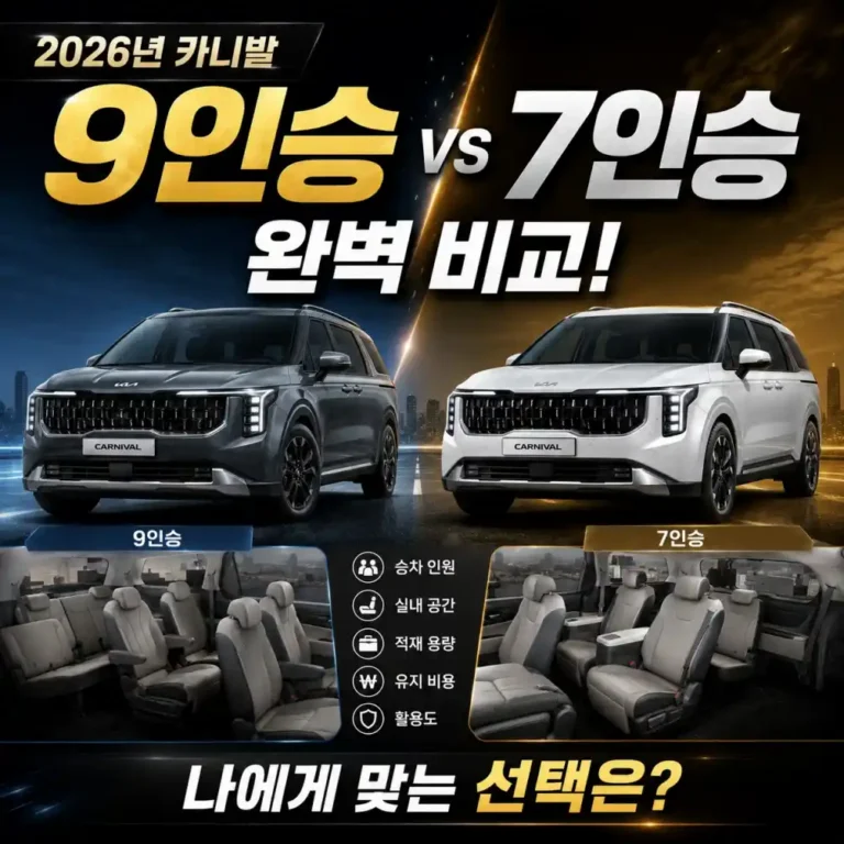2026년 기아 카니발 7인승 9인승 직접 비교해보니 (부가세 환급, 버스전용차로 팩트 체크)