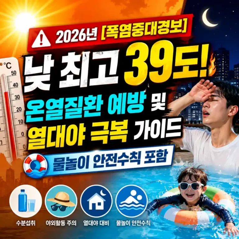 2026년 체감 39도 ‘폭염중대경보’ 발령! 온열질환 예방 및 물놀이 안전수칙 총정리