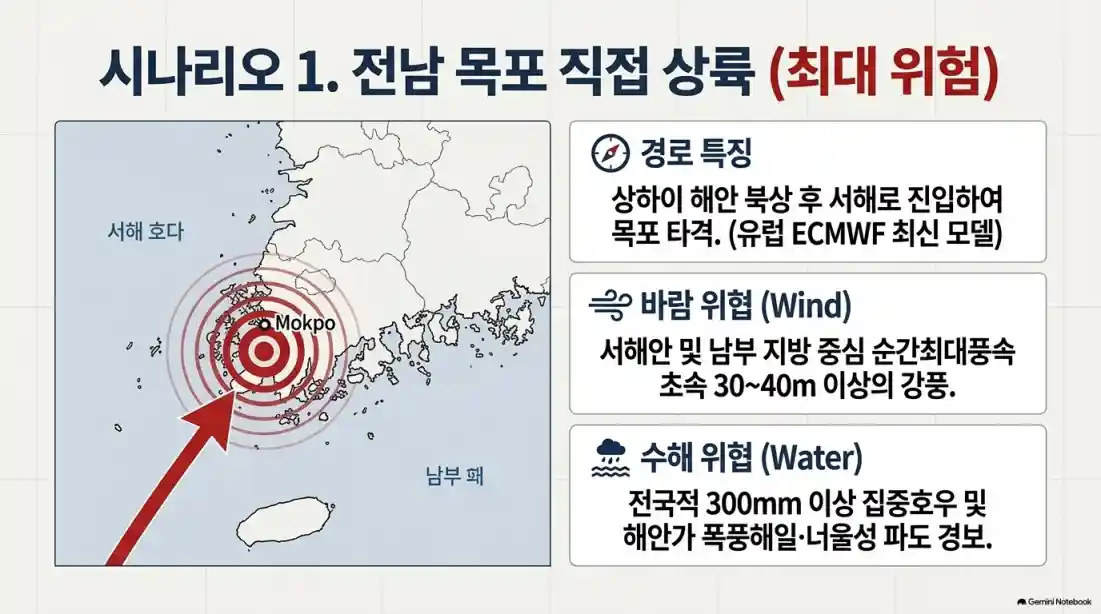 태풍 18호 사우델 목포 상륙 비상?