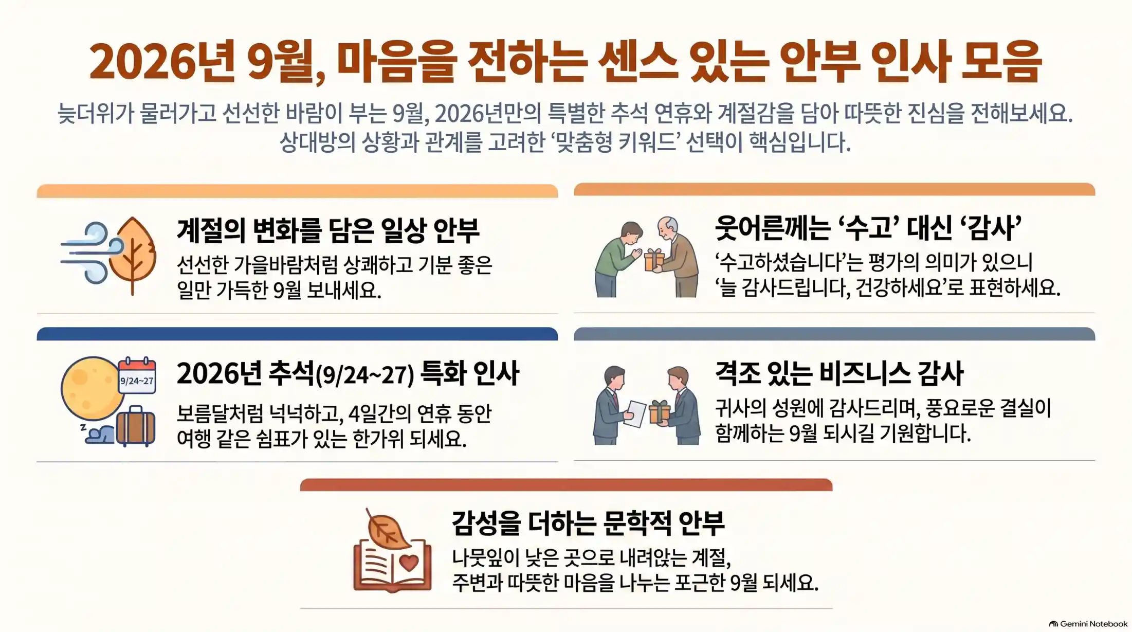 9월 인사말 모음: 가을 문자 & 카톡 추천