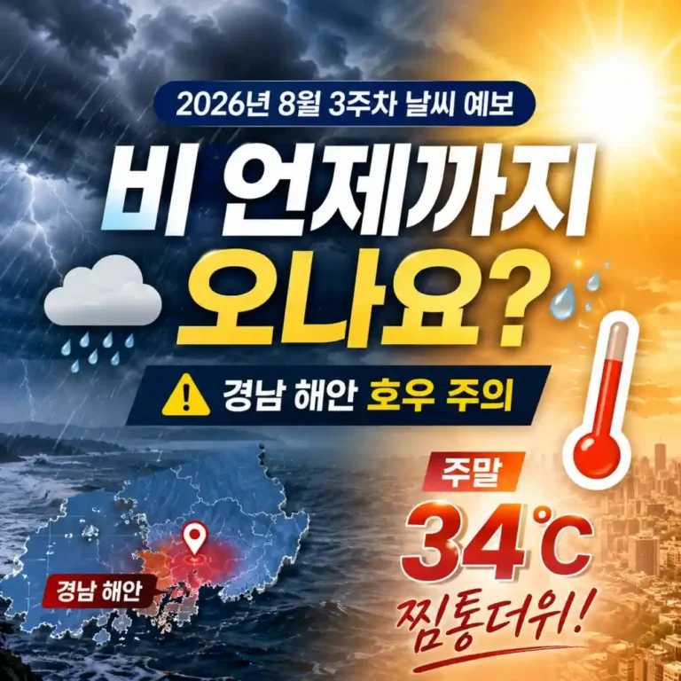 [8월 3주차 주간날씨] 경남 해안 250mm 물폭탄! 이번주 비 언제까지 오나요?