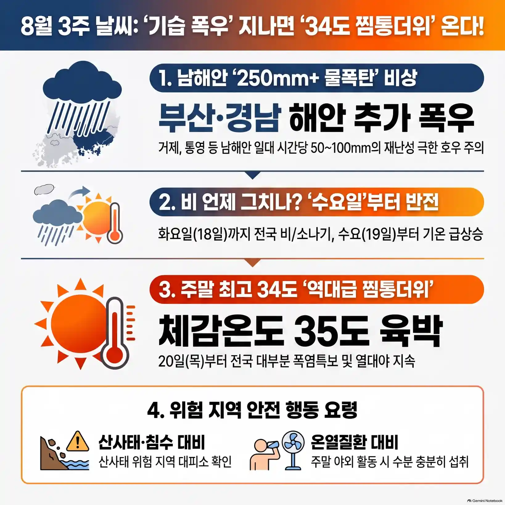 8월 3주차 날씨 예보: 비 언제까지 오나요?