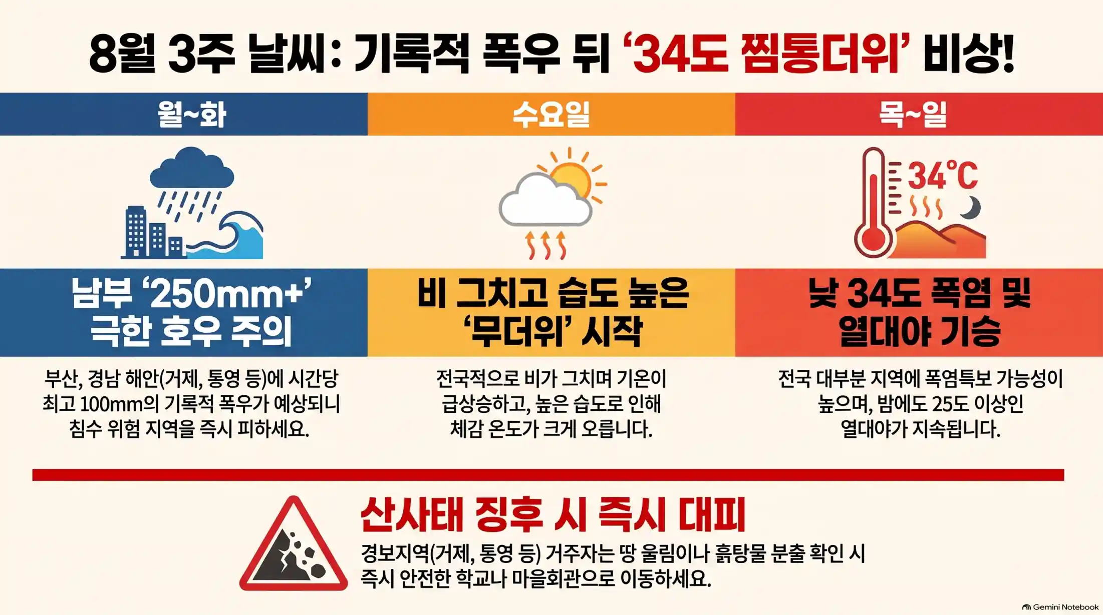 8월 3주차 날씨 예보: 비 언제까지 오나요?