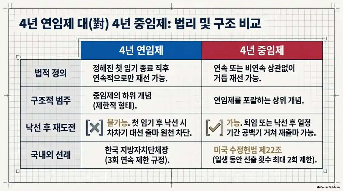 4년 연임제 vs 중임제 뜻, 차이점 완벽 비교07