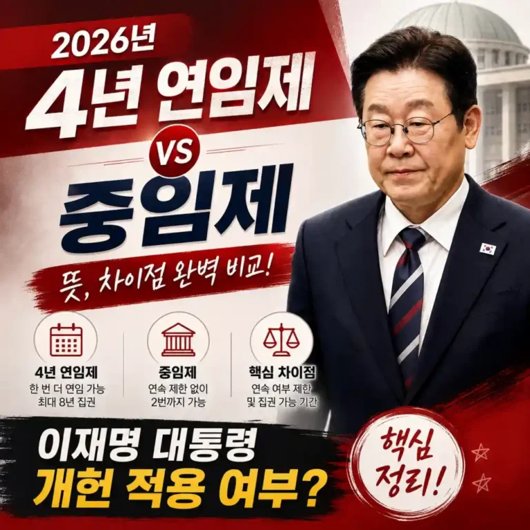 4년 연임제 vs 중임제 차이점 완벽 정리: 이재명 대통령 개헌 적용 가능할까?