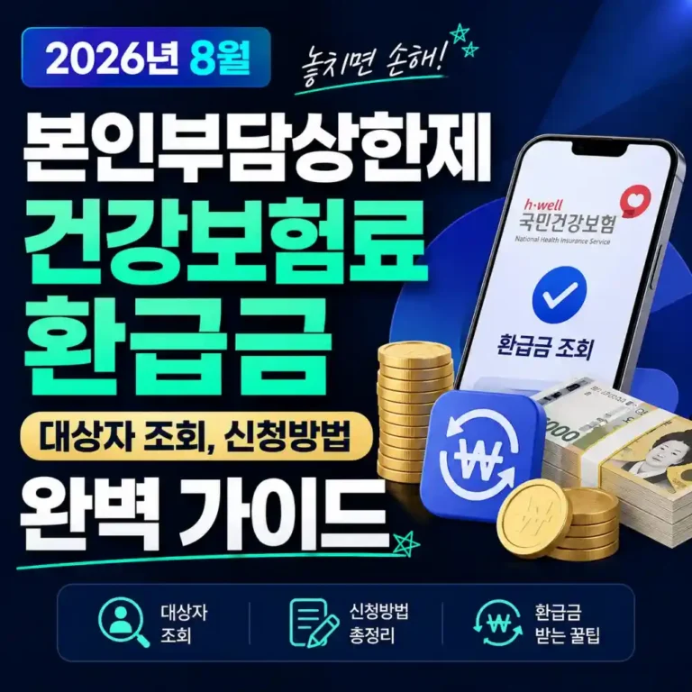 2026년 8월 건강보험 본인부담상한제 환급금 완벽 조회 및 신청 가이드