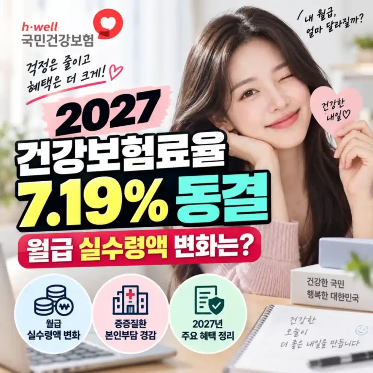 2027 건강보험료율 7.19% 동결 직장인 월급 실수령액 줄어든 이유