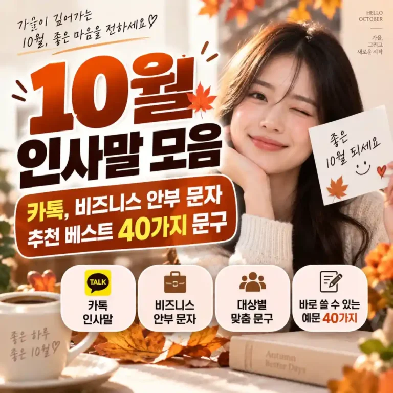 2026년 10월 안부 인사말 모음 카톡, 문자 메시지 문구 추천