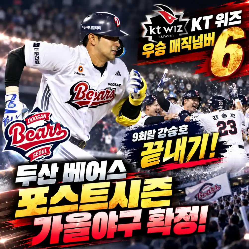 KT 위즈 우승 매직넘버 '6', 두산 베어스 가을야구 확정!04